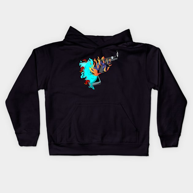 Shooting Hand Illustration Kids Hoodie by v4yn